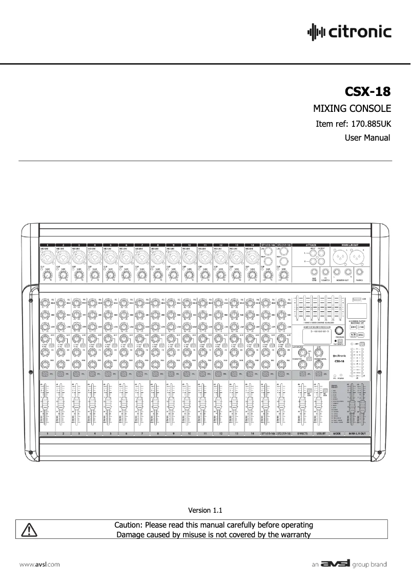 Page n°1 - Manuel utilisateur Citronic 170.885UK