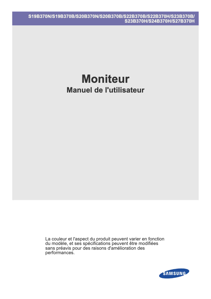 Page 1 de la notice Manuel utilisateur Samsung SyncMaster S22B370H