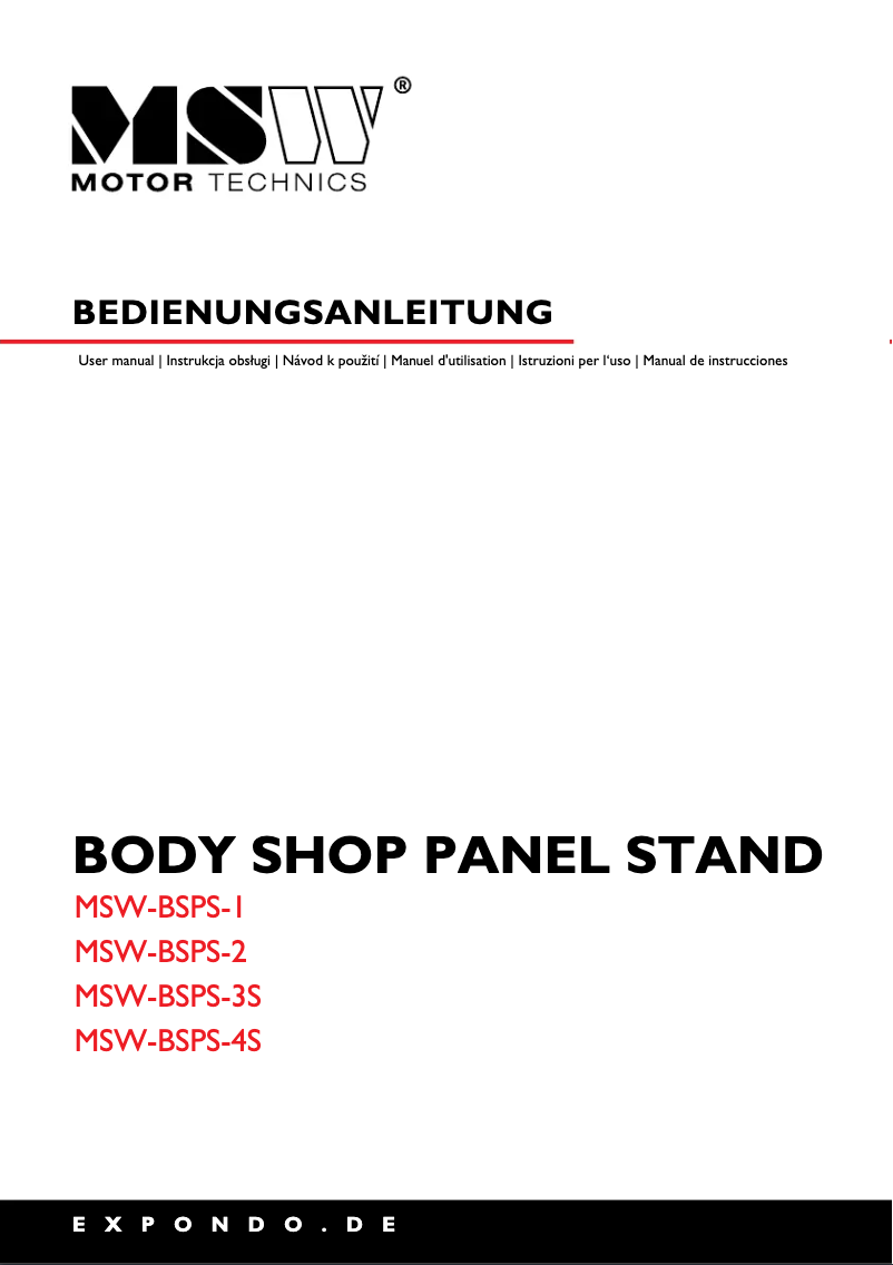 Page 1 de la notice Manuel utilisateur MSW MSW-BSPS-3S