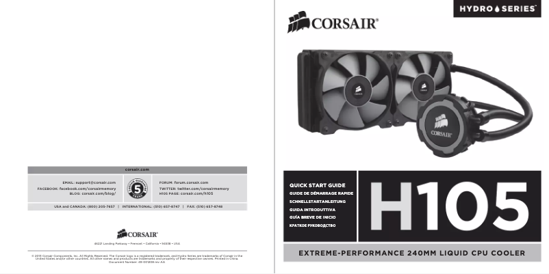 Page 1 de la notice Mode d'emploi Corsair Hydro Series H105