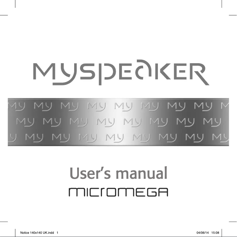 Page 1 de la notice Manuel utilisateur Micromega MySPEAKER