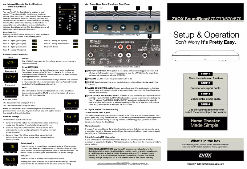 Page n°1 - Manuel utilisateur Zvox SoundBase 670