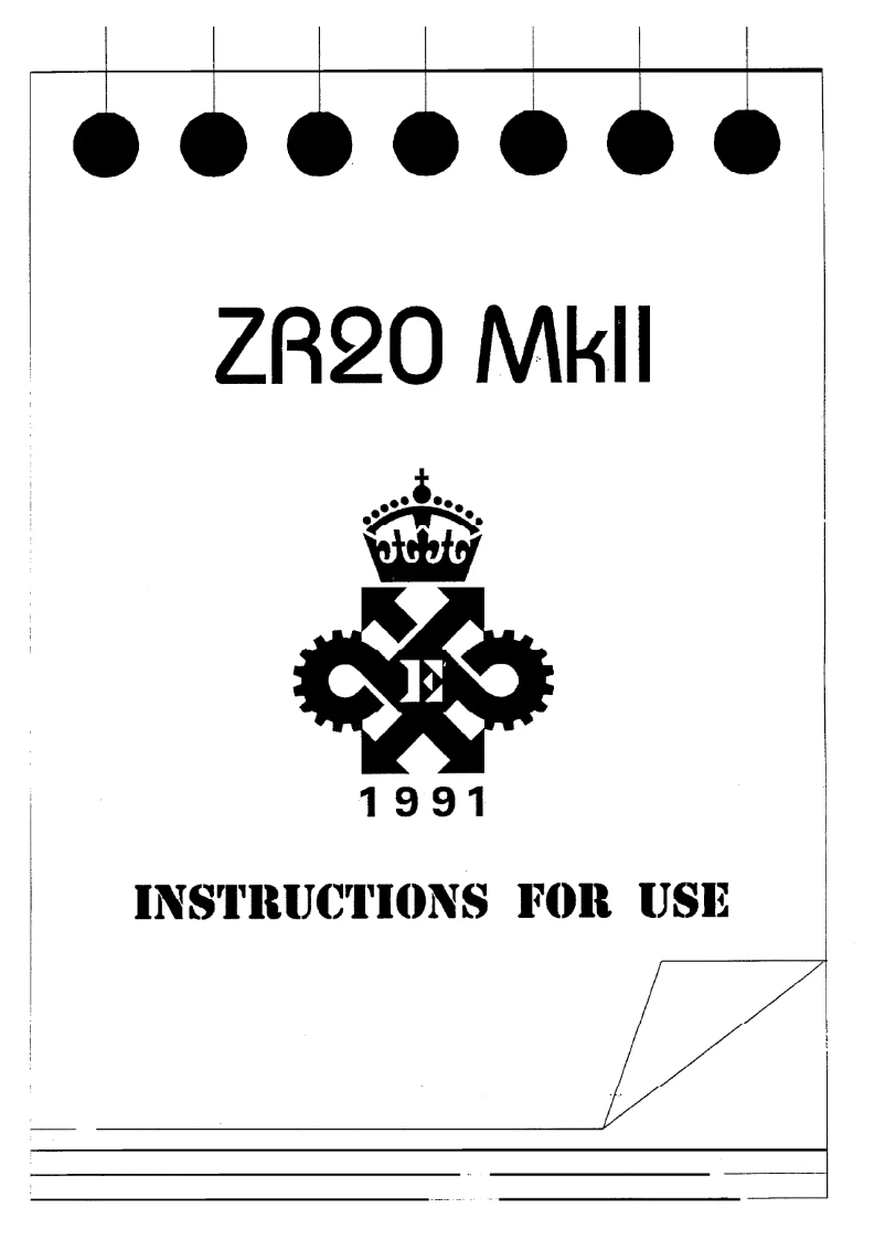 Image de la première page du manuel de l'appareil ZR20 MKII