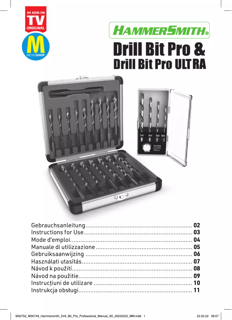 Imagen de la primera página del manual del dispositivo Drill Bit Pro