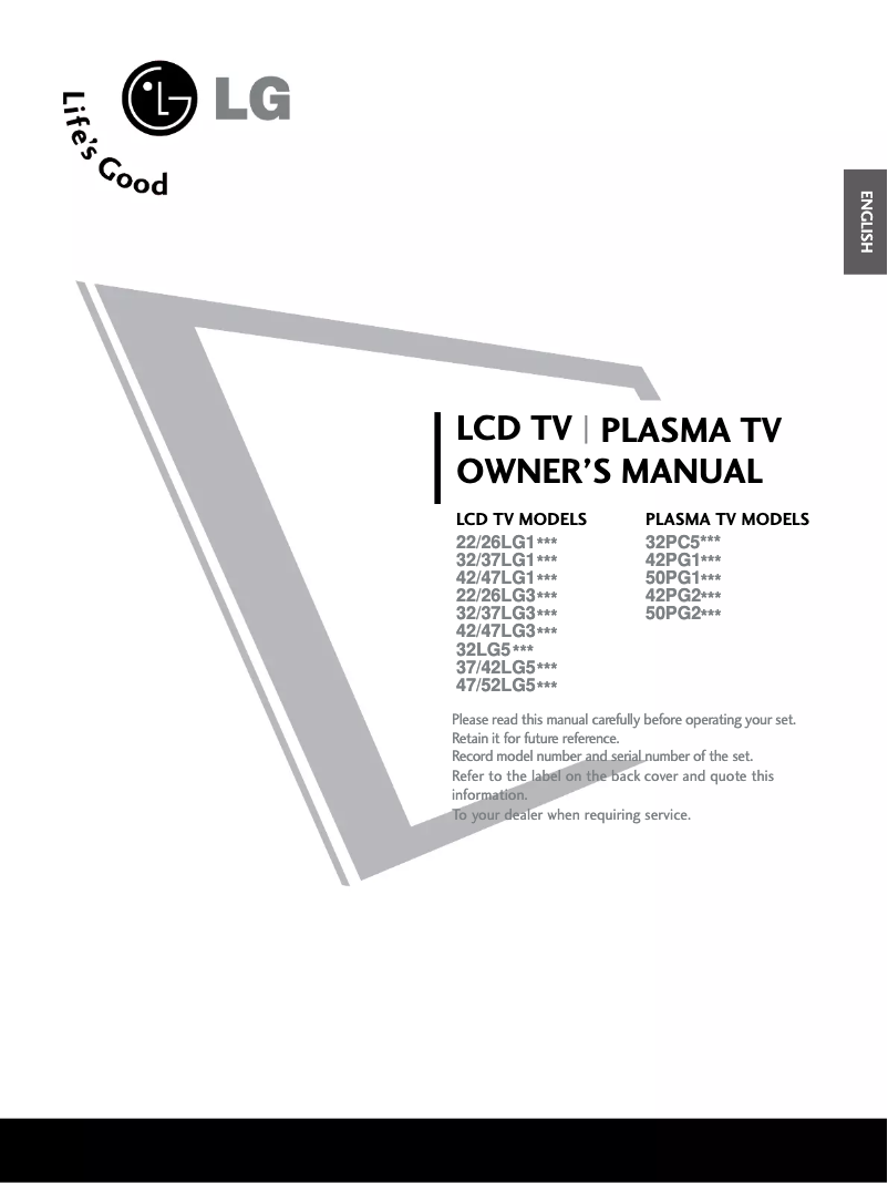Page 1 of the manual User Manual LG 42PG21R