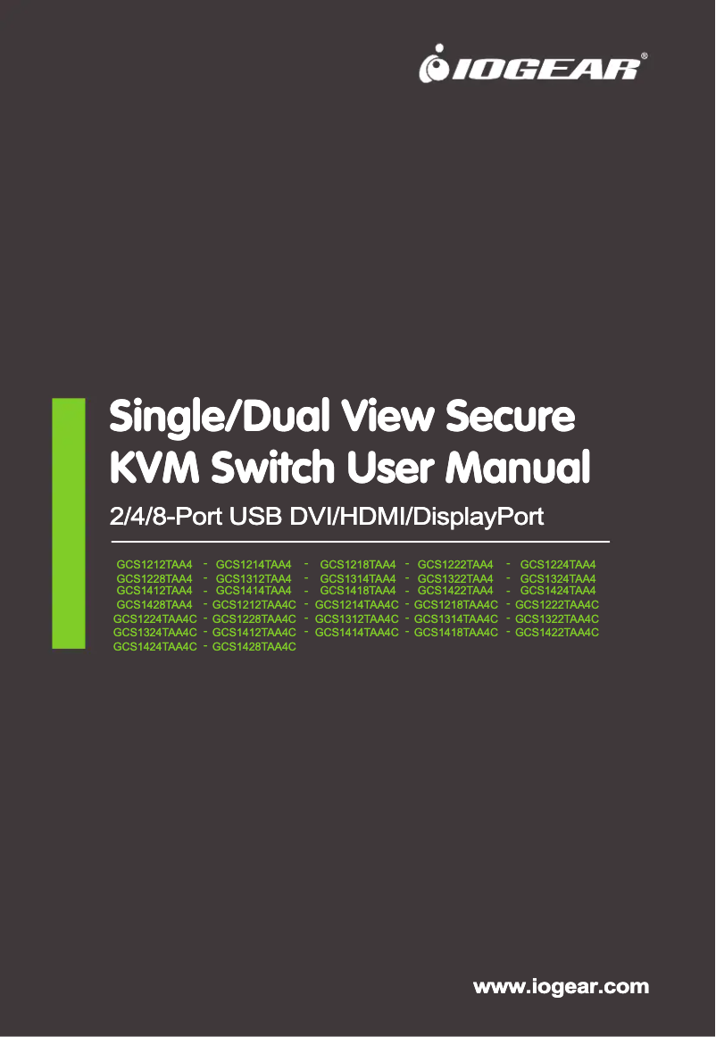 Page 1 de la notice Manuel utilisateur iogear GCS1314