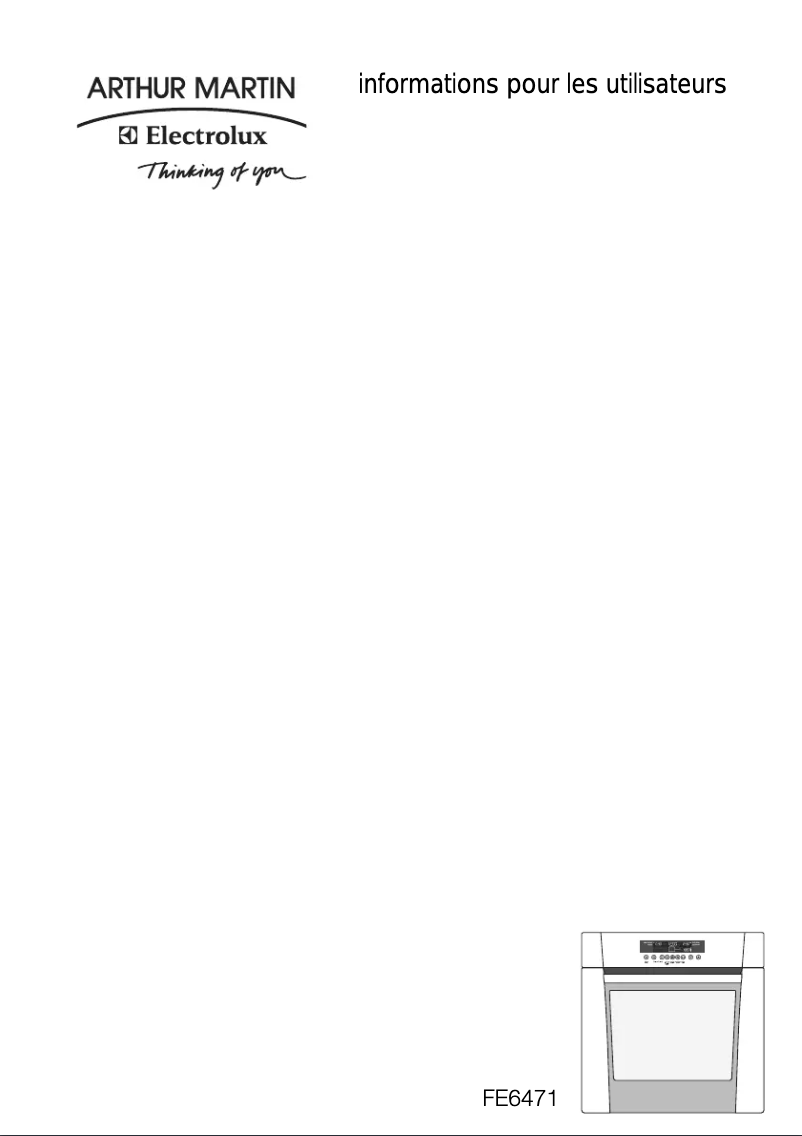 Page n°1 - Manuel utilisateur Arthur Martin-Electrolux FE 6471 NG