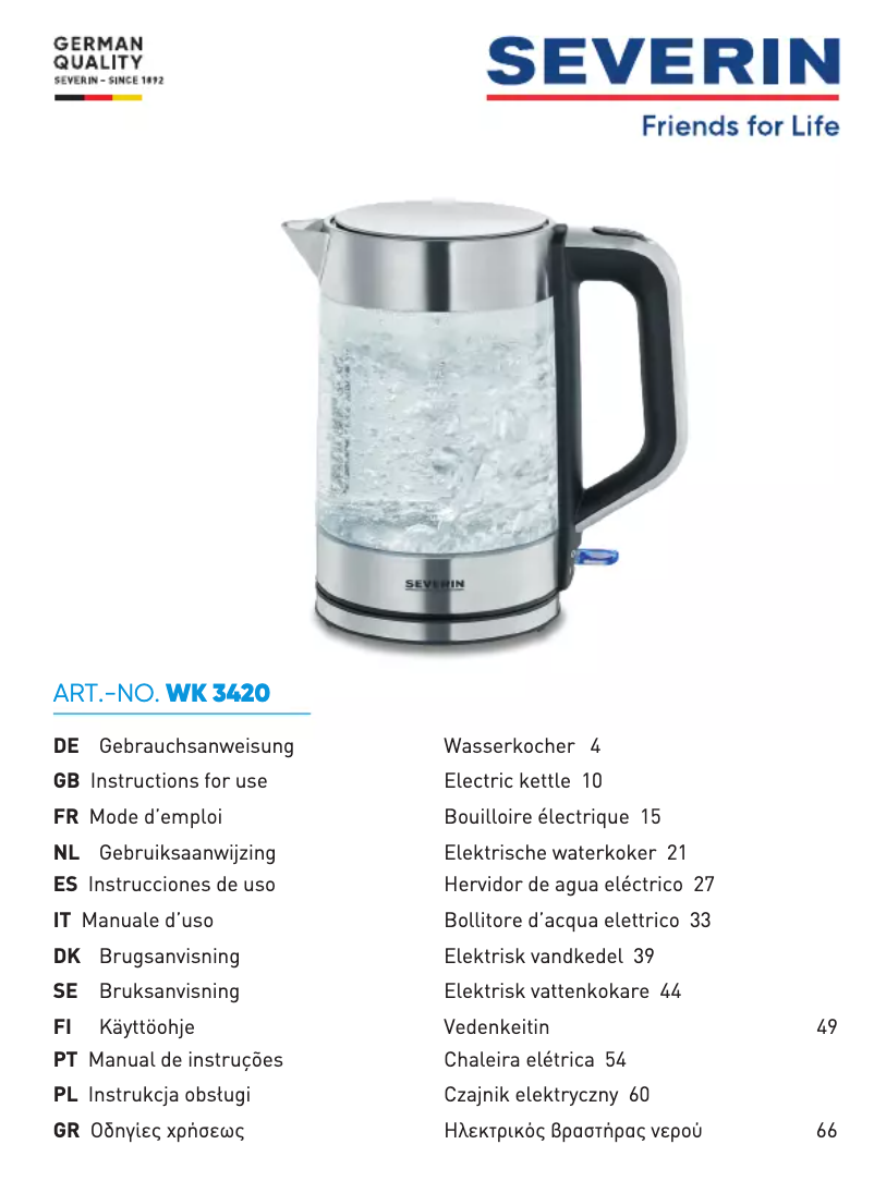 Image de la première page du manuel de l'appareil WK 3420