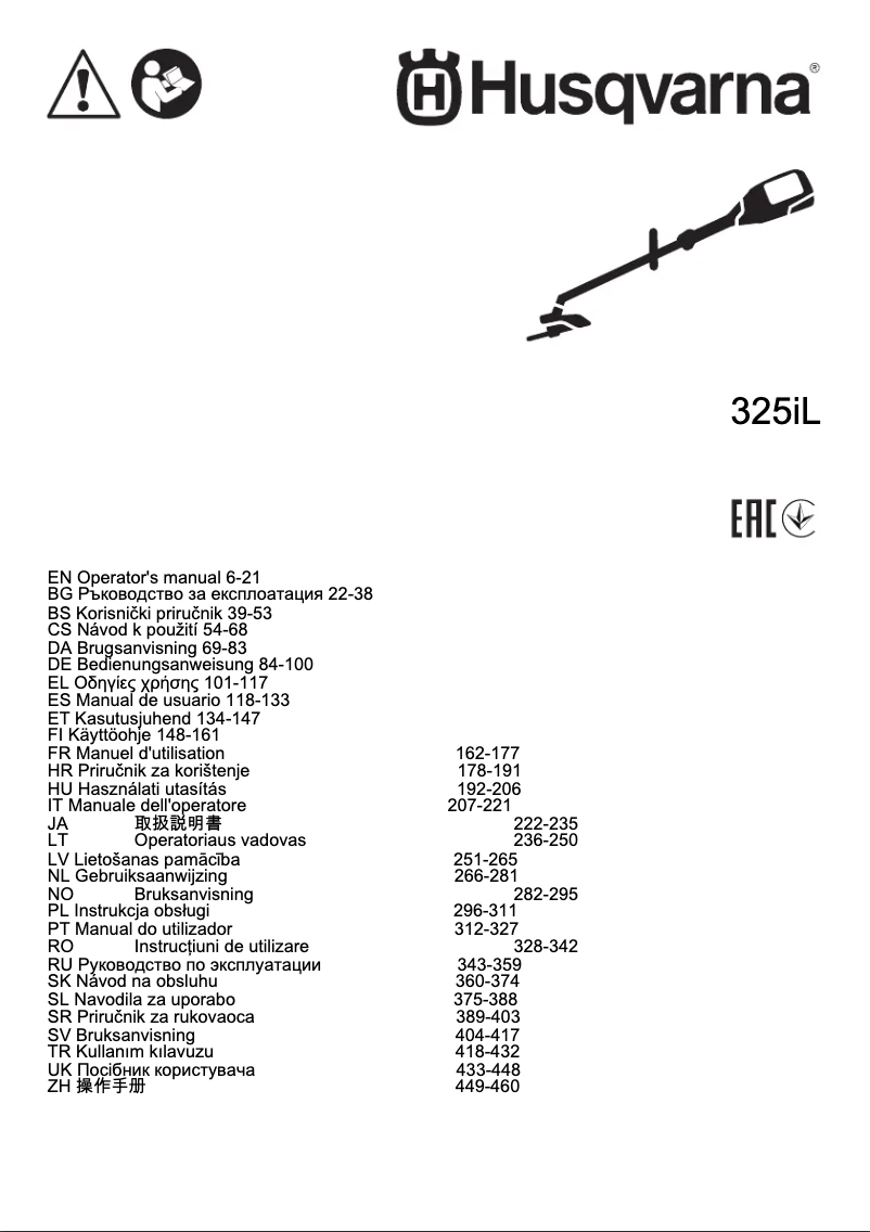 Page n°1 - Manuel utilisateur Husqvarna 325iL
