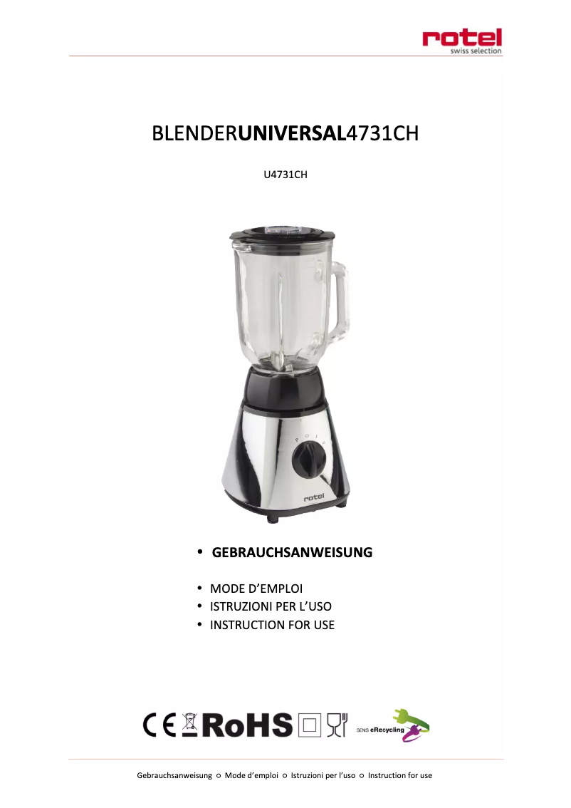 Image de la première page du manuel de l'appareil Universal U4731CH