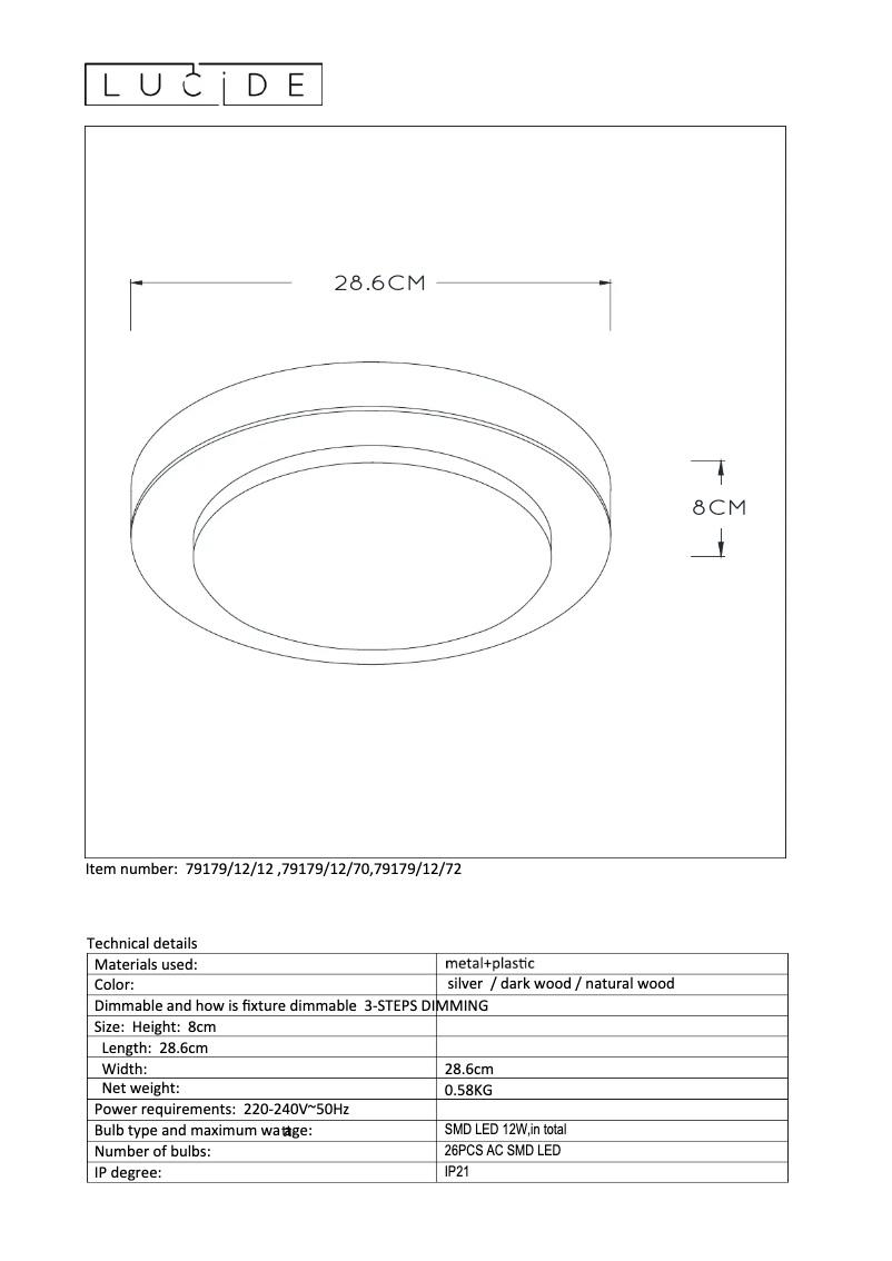 Page n°1 - Manuel utilisateur Lucide Dimy 79179/12/12