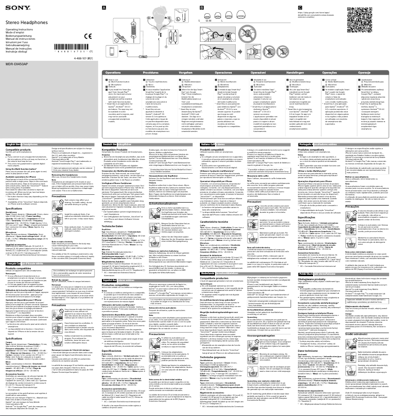 Image de la première page du manuel de l'appareil MDR-EX450AP