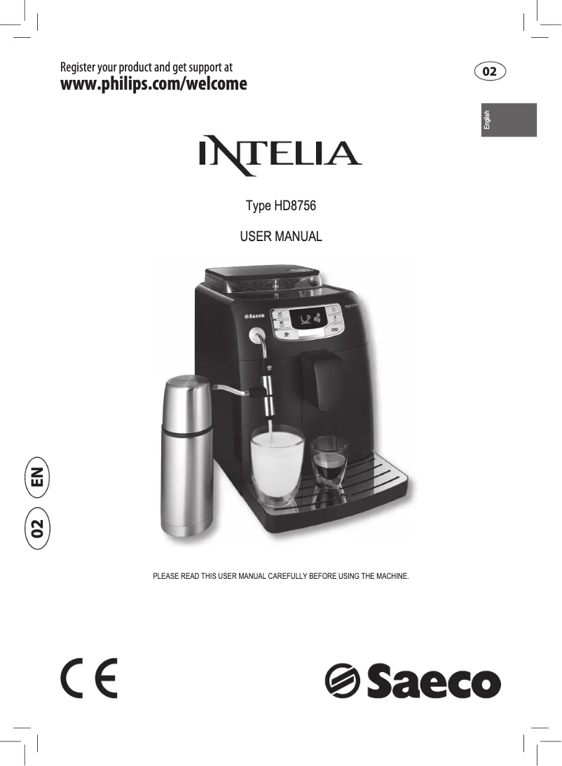 Página 1 del manual Manual de usuario Philips Saeco Intelia HD8756