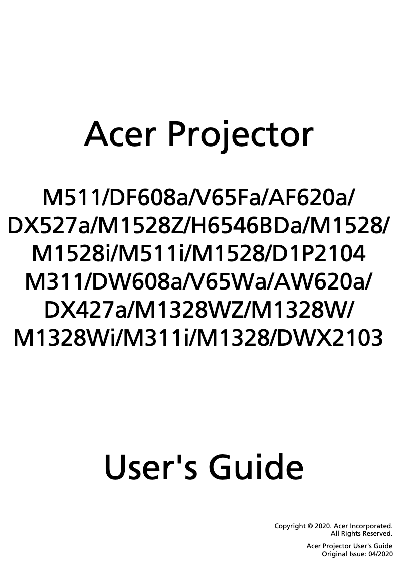 Page n°1 - Manuel utilisateur Acer AW620a