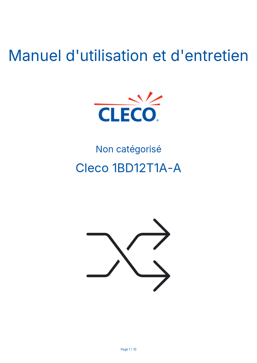 Page n°1 - Manuel d'utilisation et d'entretien Cleco 1BD12T1A-A