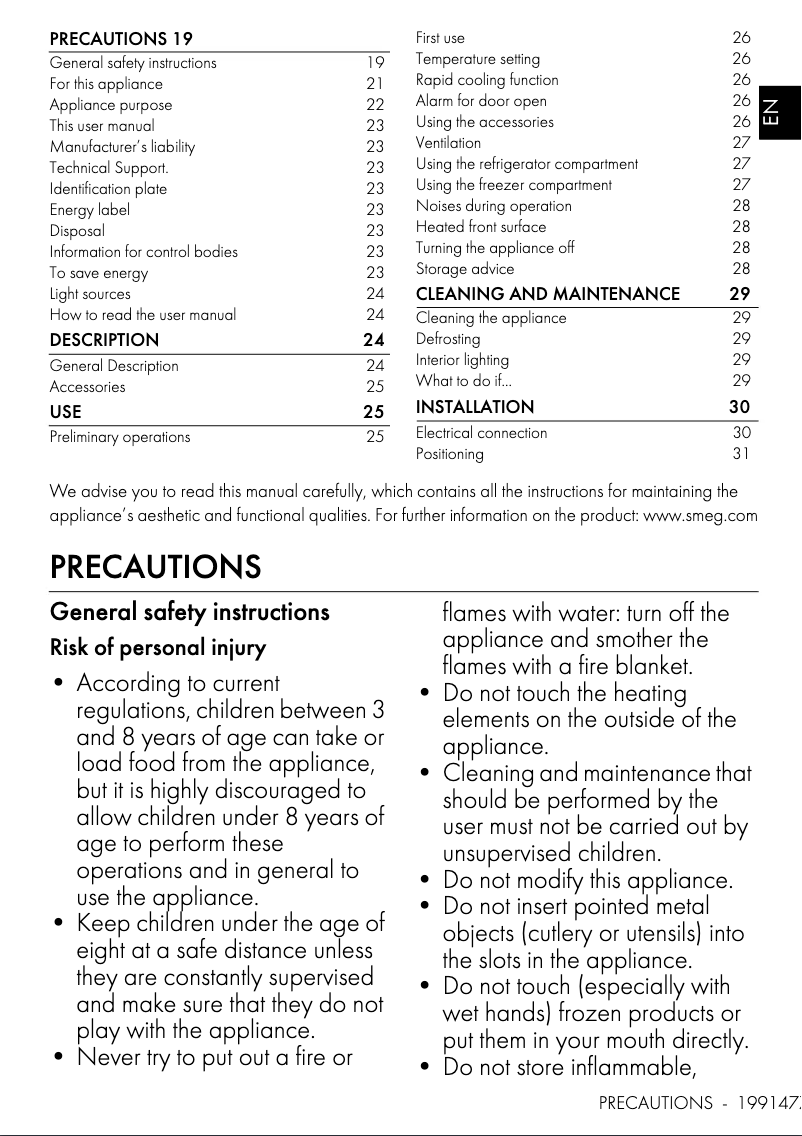 Page 1 de la notice Brochure Smeg FAB28RDIT5