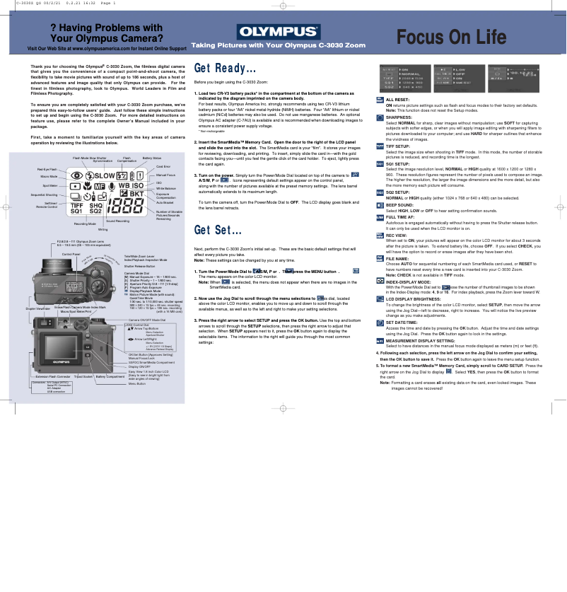 Imagen de la primera página del manual del dispositivo Camedia C-3030 Zoom
