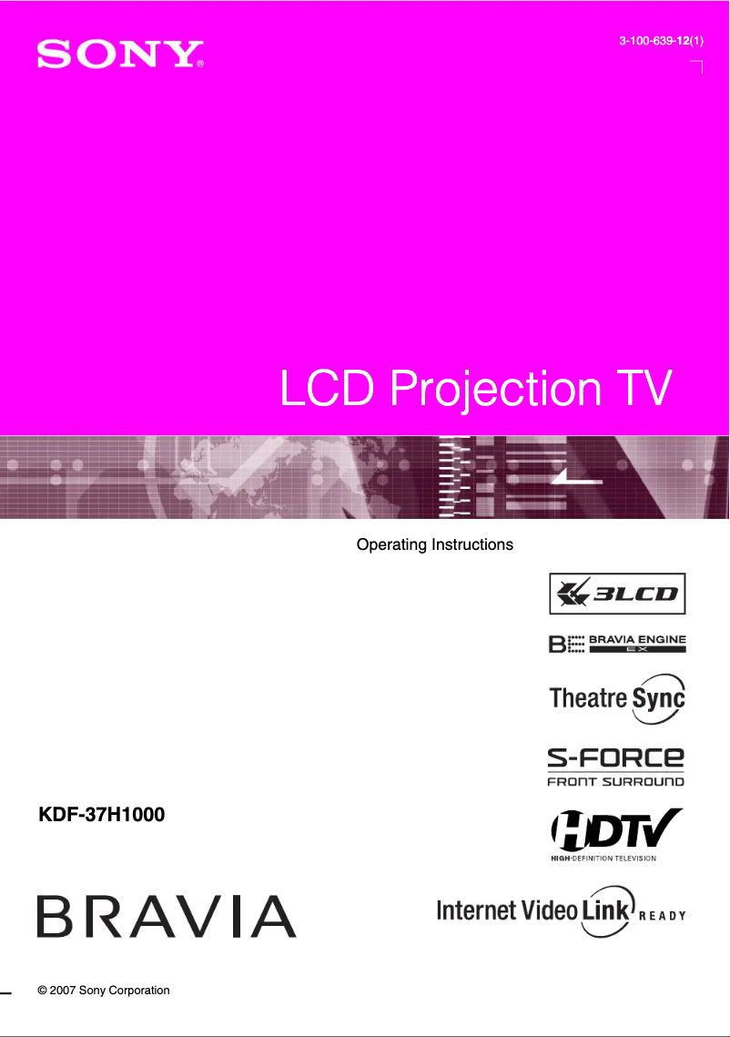 Page n°1 - Manuel utilisateur Sony KDF-37H1000