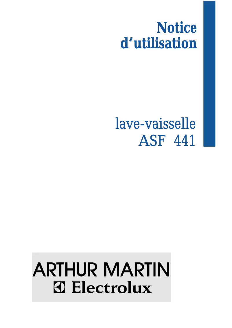Page 1 de la notice Manuel utilisateur Arthur Martin-Electrolux ASF 441
