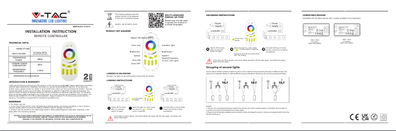 Page 1 de la notice Manuel utilisateur V-TAC VT-2442