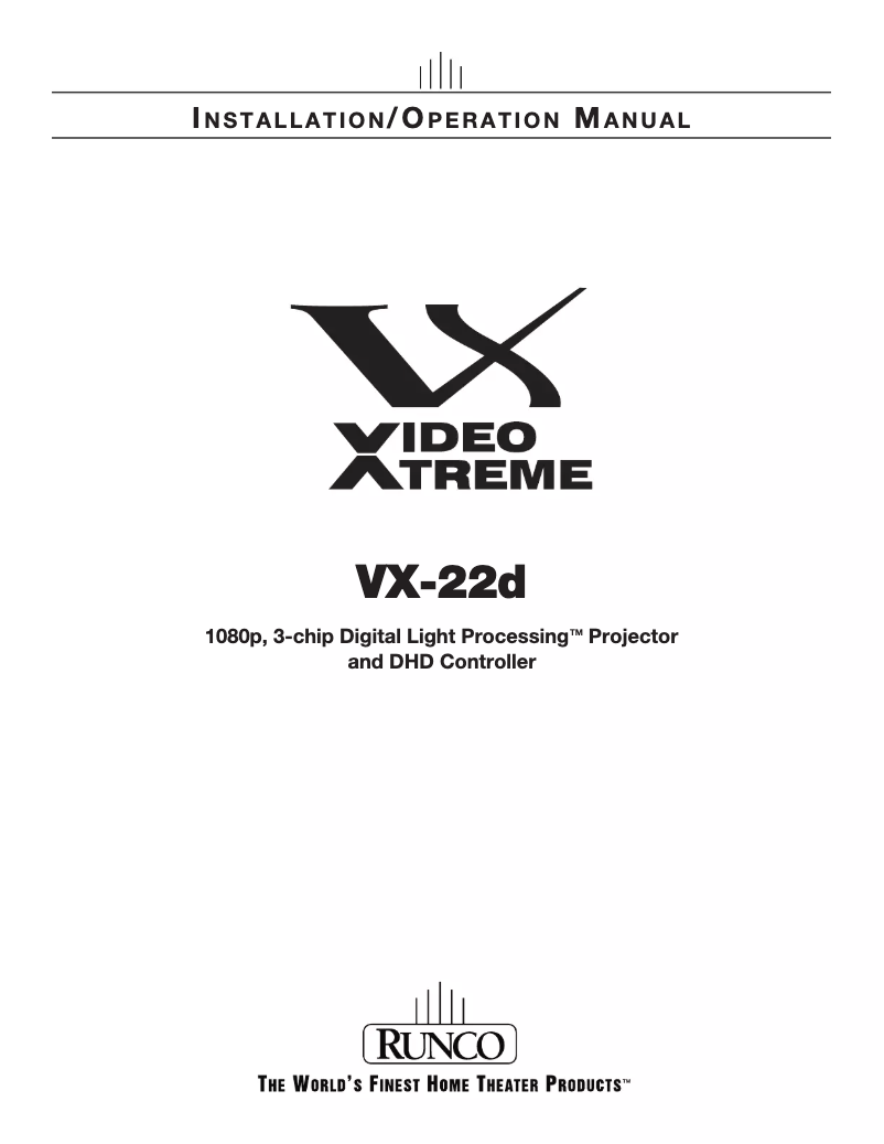 Page 1 de la notice Manuel utilisateur Runco VX-22d