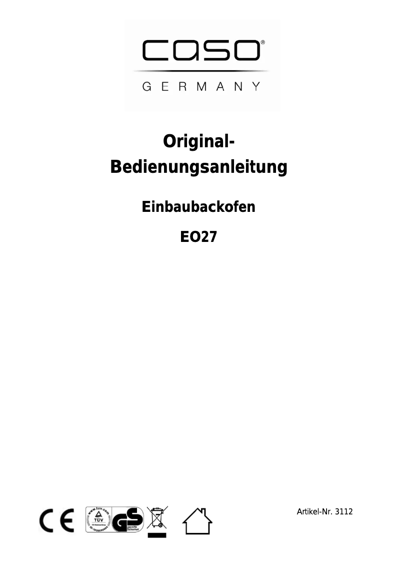 Page 1 de la notice Manuel utilisateur Caso EO 27