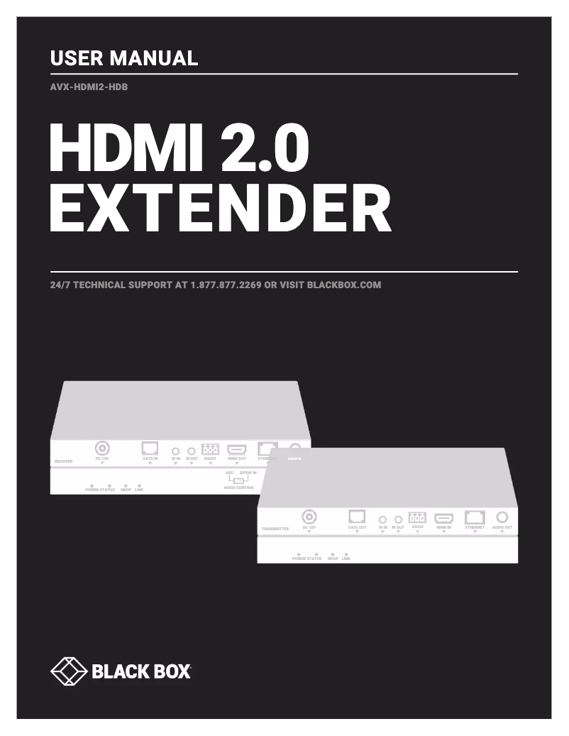 Page 1 de la notice Manuel utilisateur Black Box AVX-HDMI2-HDB