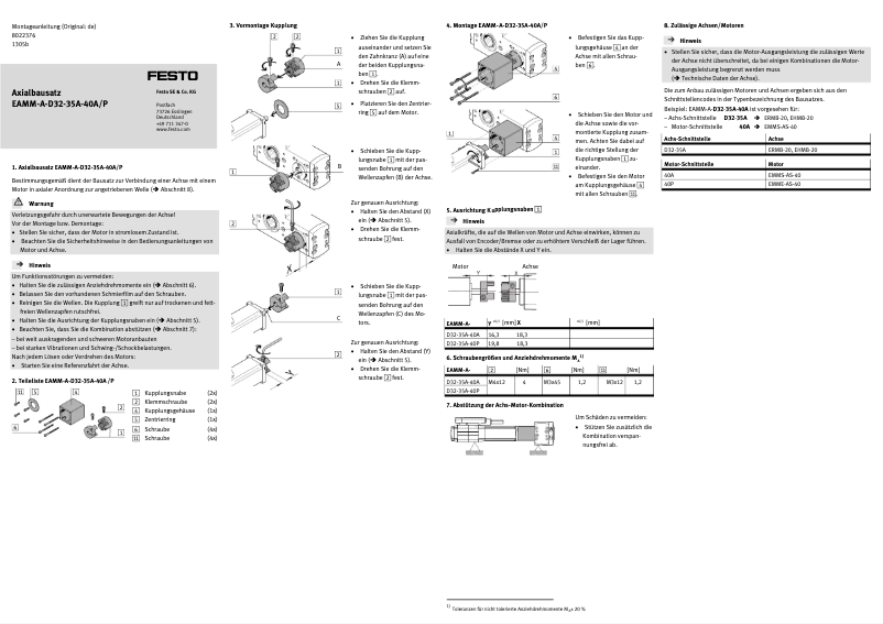 Page 1 de la notice Manuel utilisateur Festo EAMM-A-D32-35A-40A