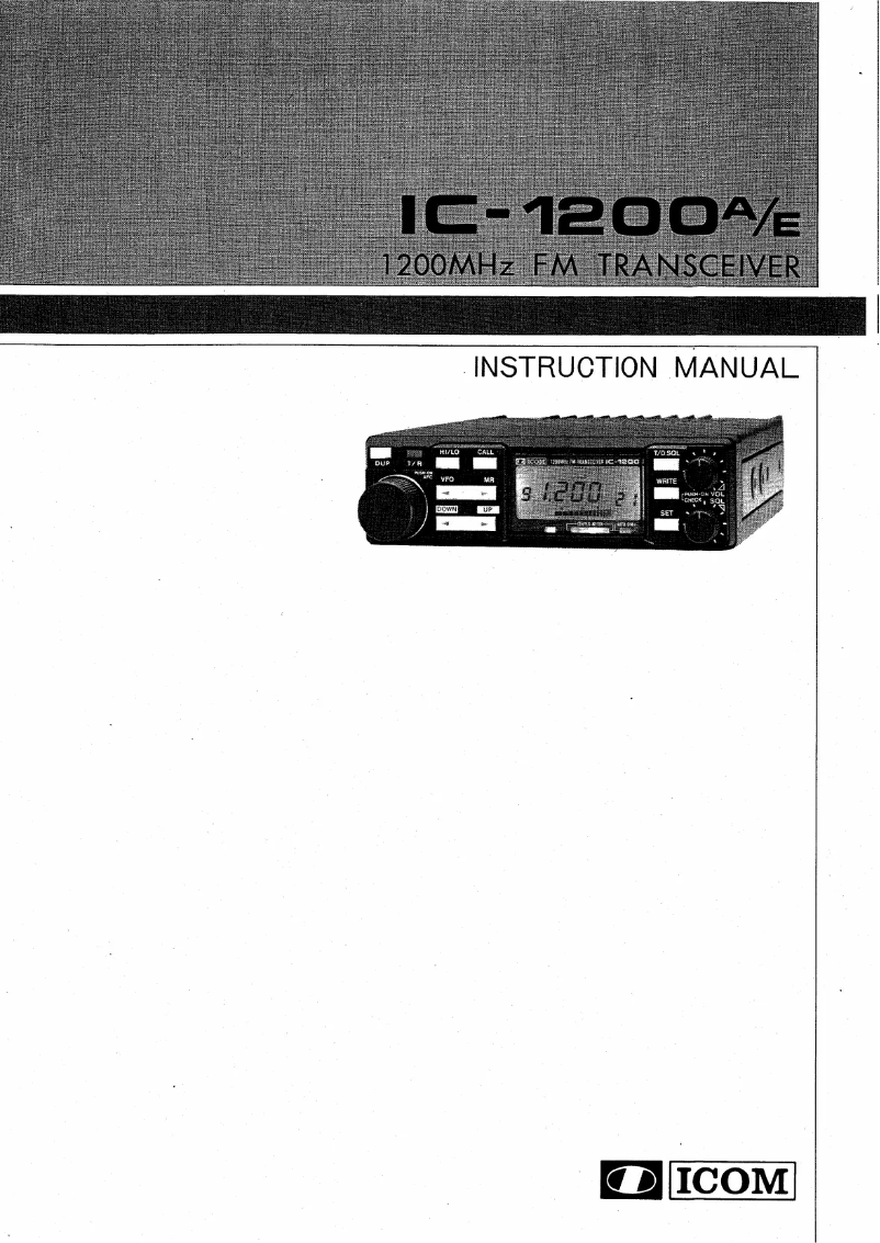 Page 1 de la notice Manuel utilisateur ICOM IC-1200A