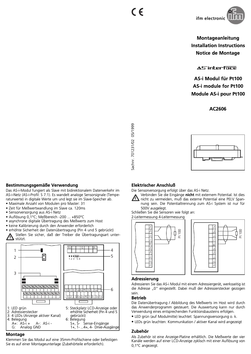 Page 1 de la notice Manuel utilisateur IFM AC2606
