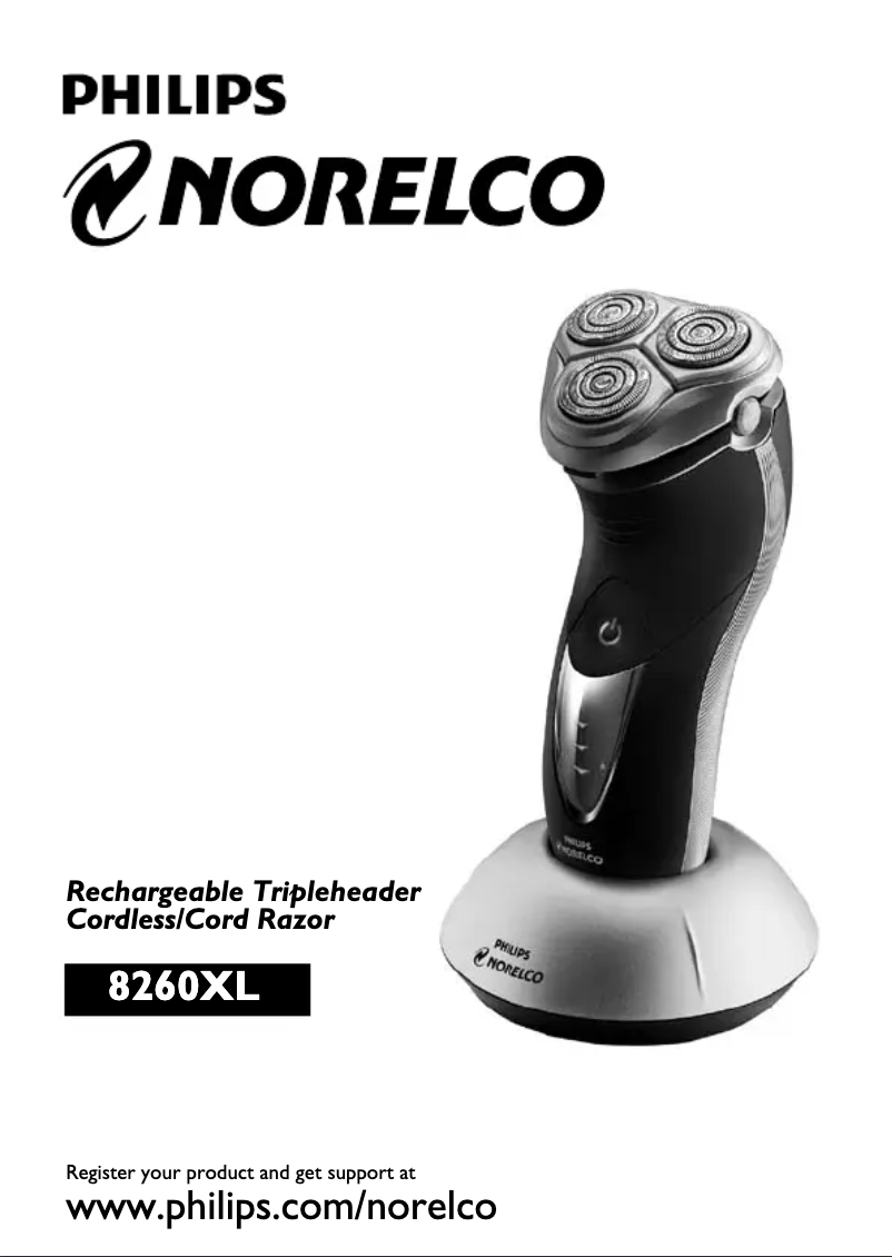 Image de la première page du manuel de l'appareil Norelco 8200 Series 8260XL