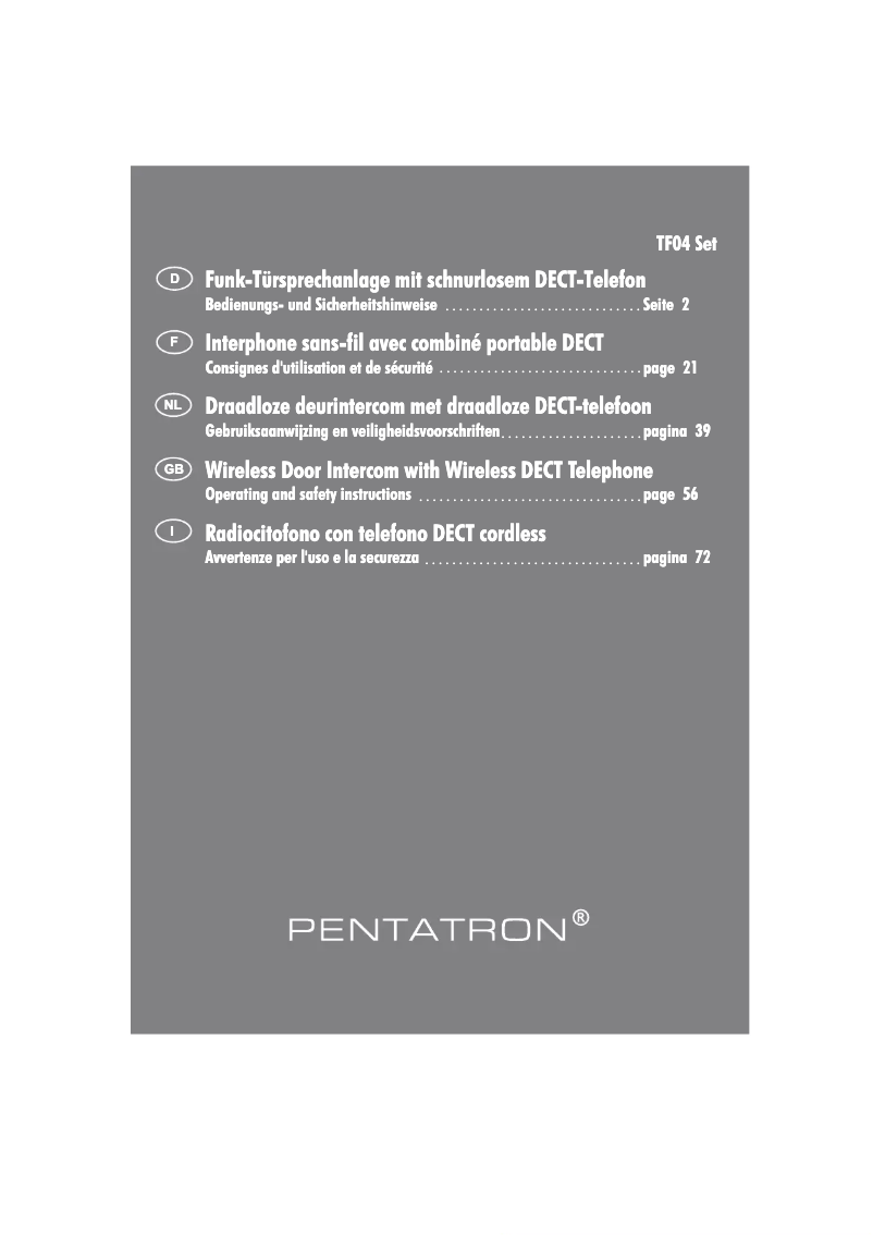 Page n°1 - Manuel utilisateur Pentatron TF04