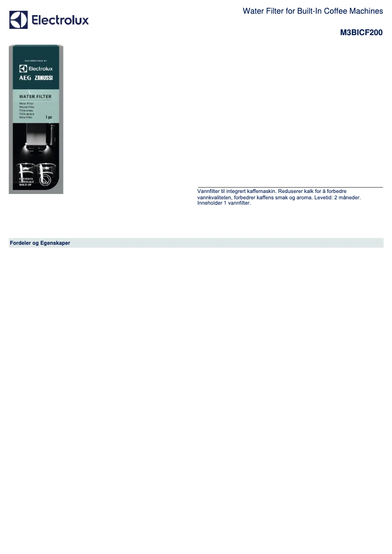 Page 1 de la notice Brochure AEG M3BICF200