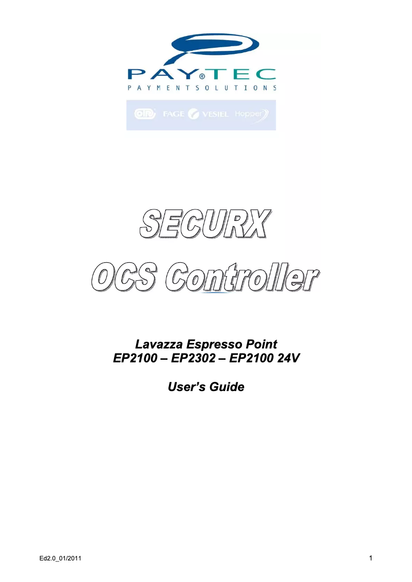 Page 1 de la notice Manuel utilisateur Lavazza EP2302