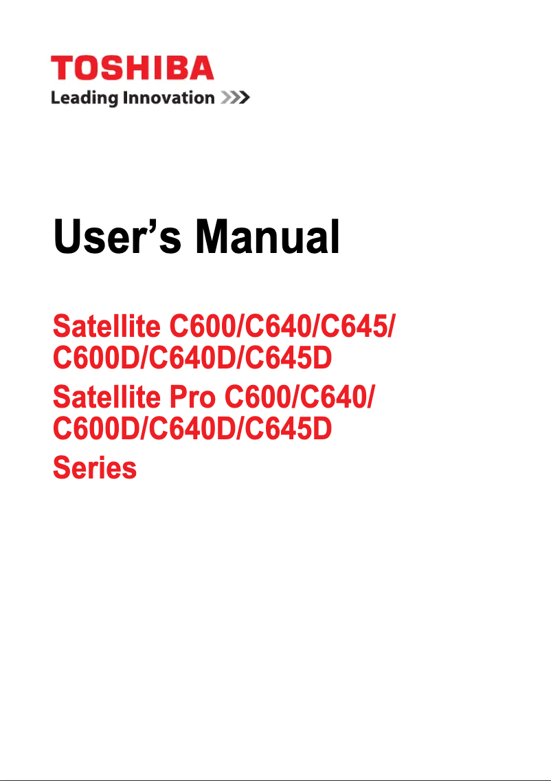 Image de la première page du manuel de l'appareil Satellite C645
