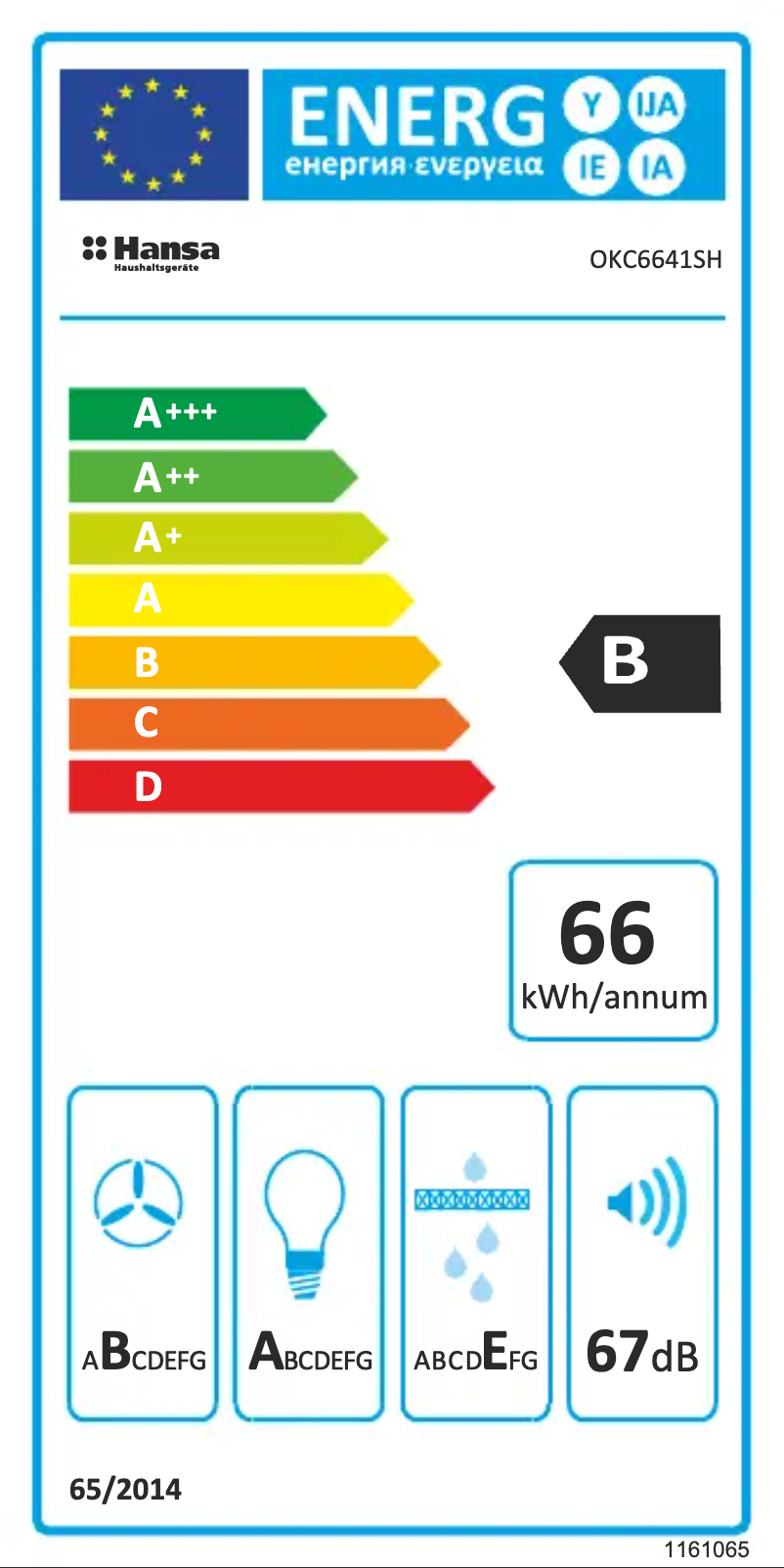 Page n°1 - Label énergétique Hansa OKC6641SH