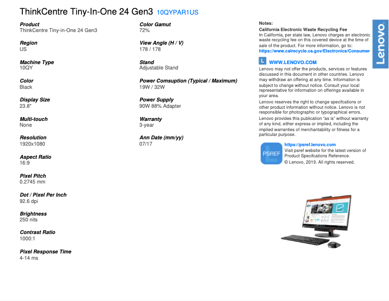Image de la première page du manuel de l'appareil ThinkCentre Tiny-in-One 24