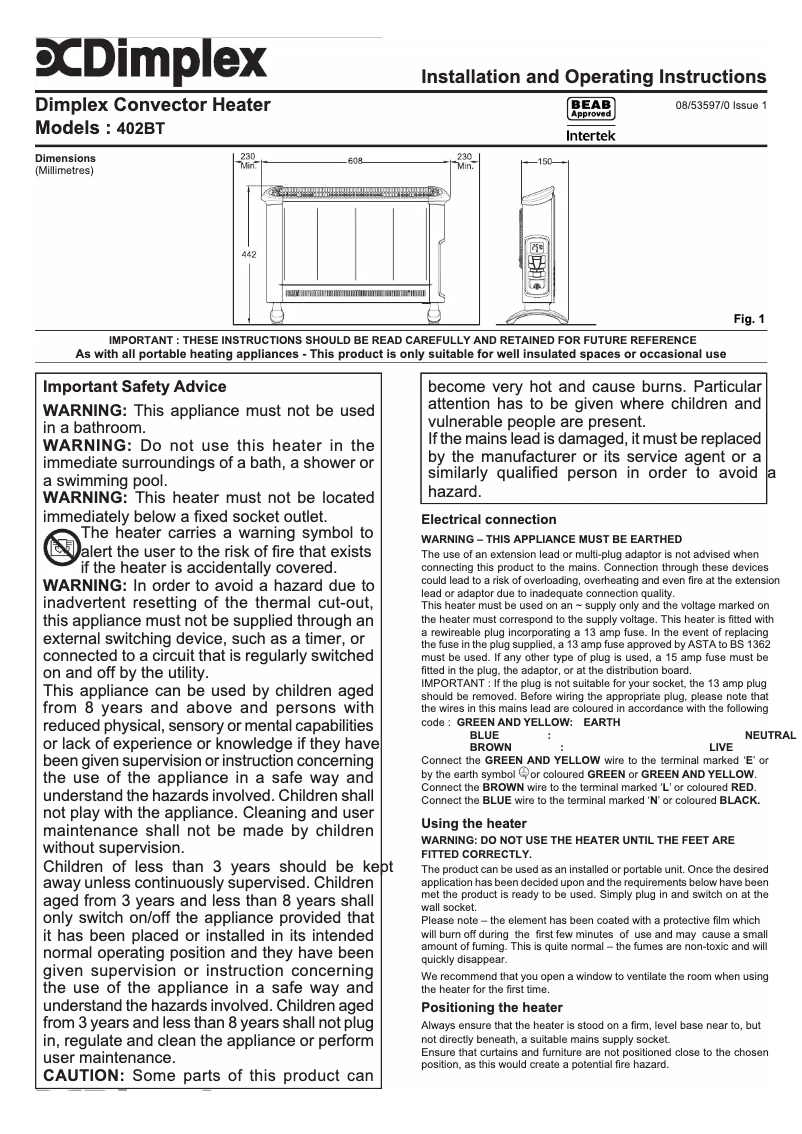 Image de la première page du manuel de l'appareil 402BT