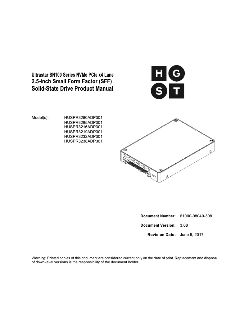 Image de la première page du manuel de l'appareil Ultrastar SN100