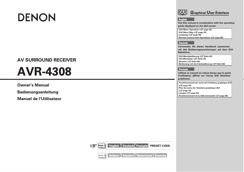 Page n°1 - Manuel utilisateur Denon AVR-4308A