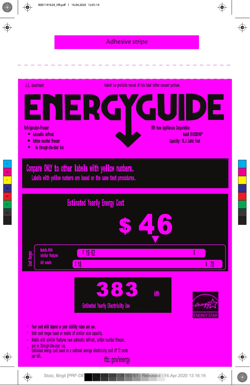 Página 1 del manual Etiqueta energética Bosch B10CB81NVW