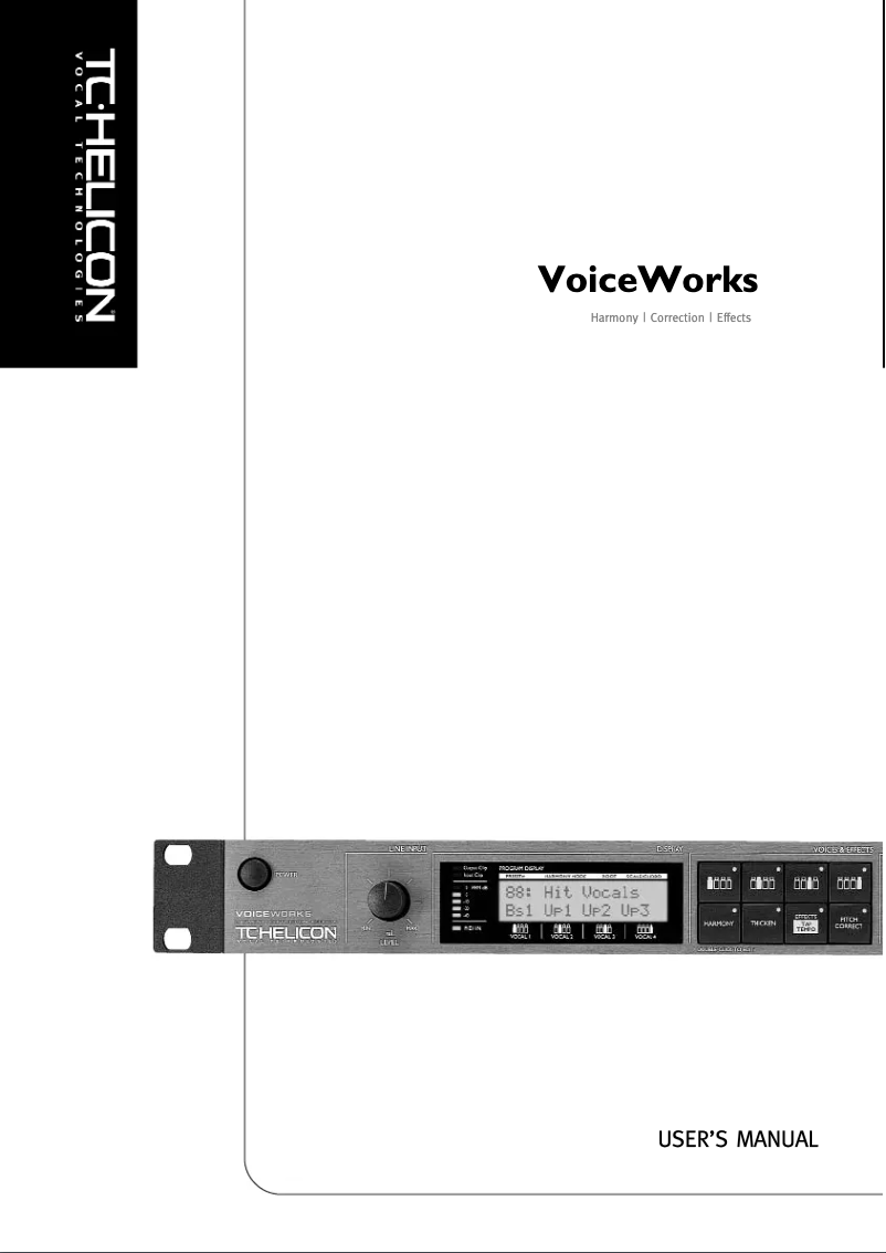 Page 1 de la notice Manuel utilisateur TC Helicon Voiceworks