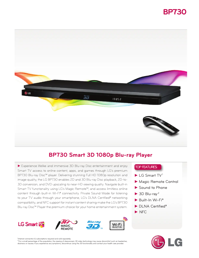 Image de la première page du manuel de l'appareil BP730