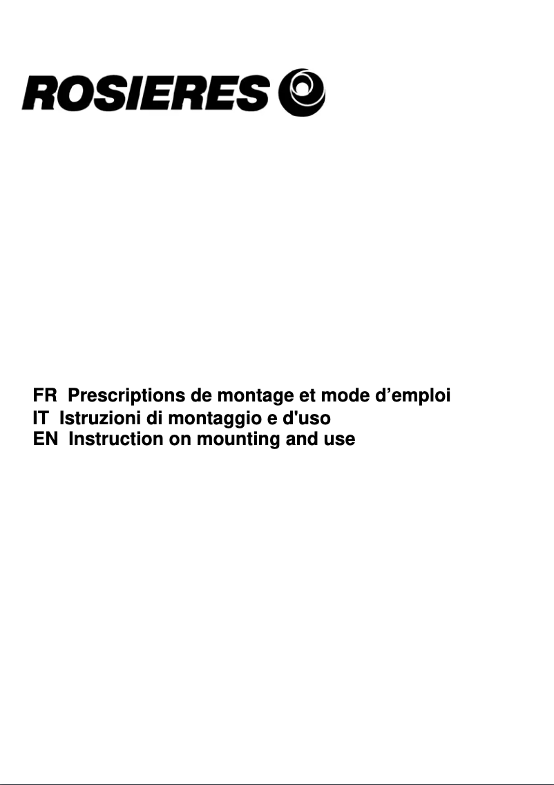 Page n°1 - Mode d'emploi Rosieres RHC638IN