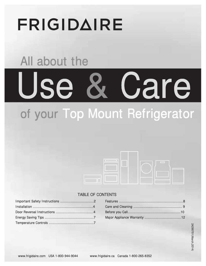 Image de la première page du manuel de l'appareil FFET1222Q