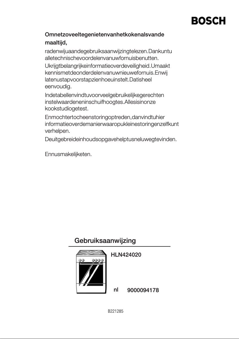 Page n°1 - Manuel utilisateur Bosch HLN424020