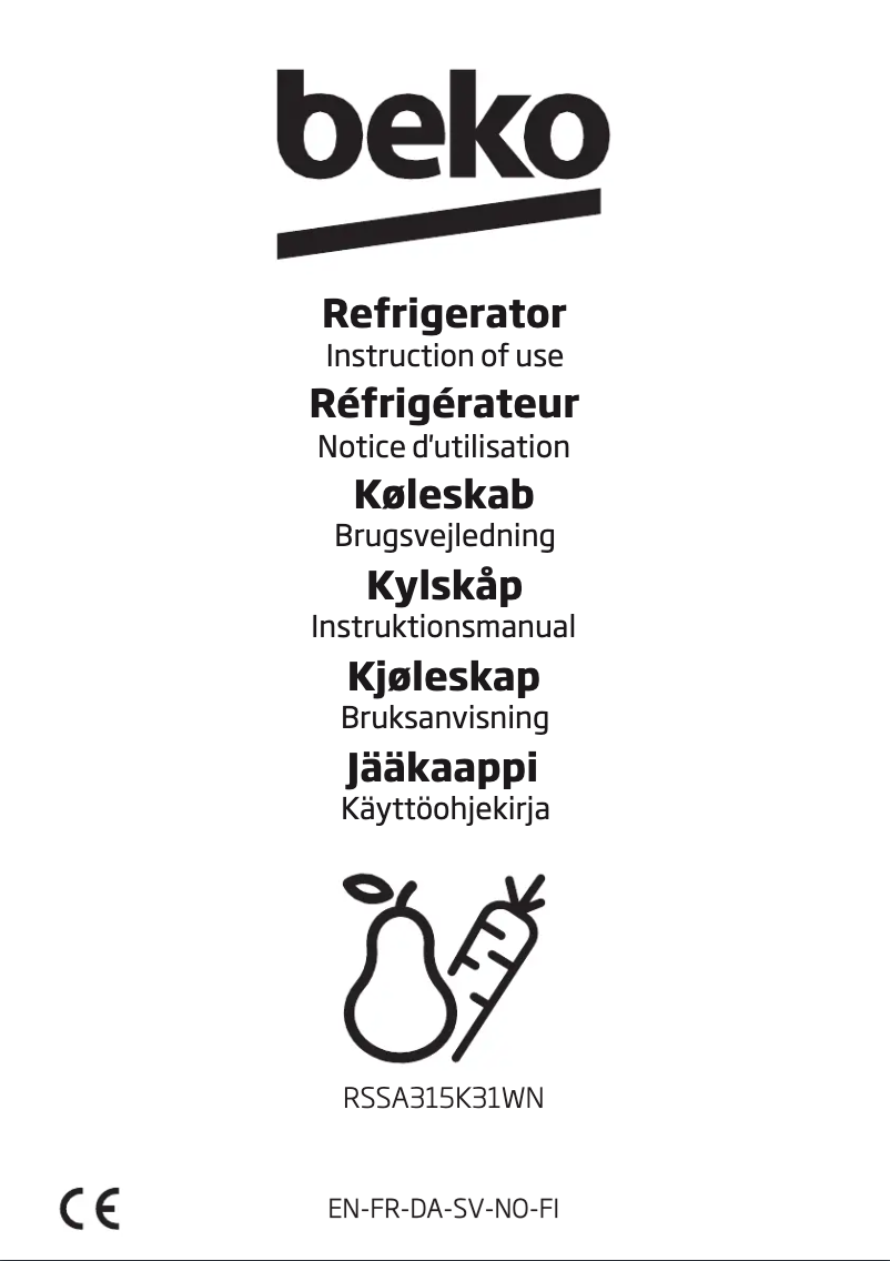 Page 1 de la notice Manuel utilisateur Beko RSSA 315 K31 WN