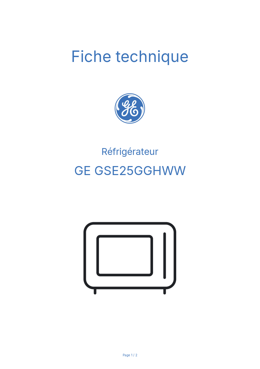 Image de la première page du manuel de l'appareil GSE25GGHWW