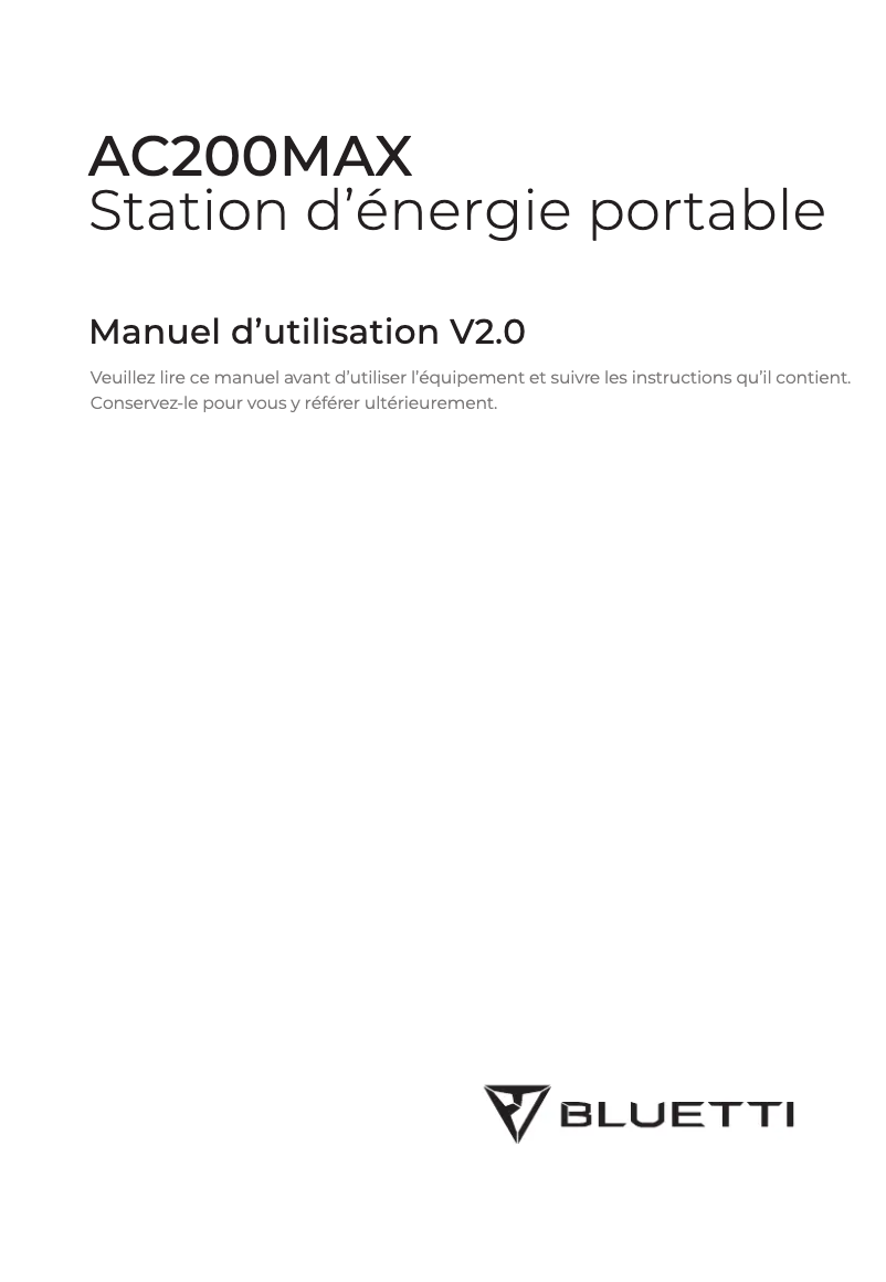 Page 1 de la notice Manuel utilisateur Bluetti AC200MAX