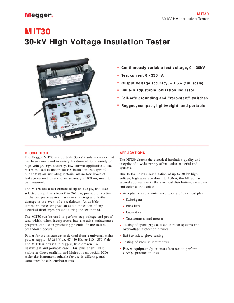 Image de la première page du manuel de l'appareil MIT30